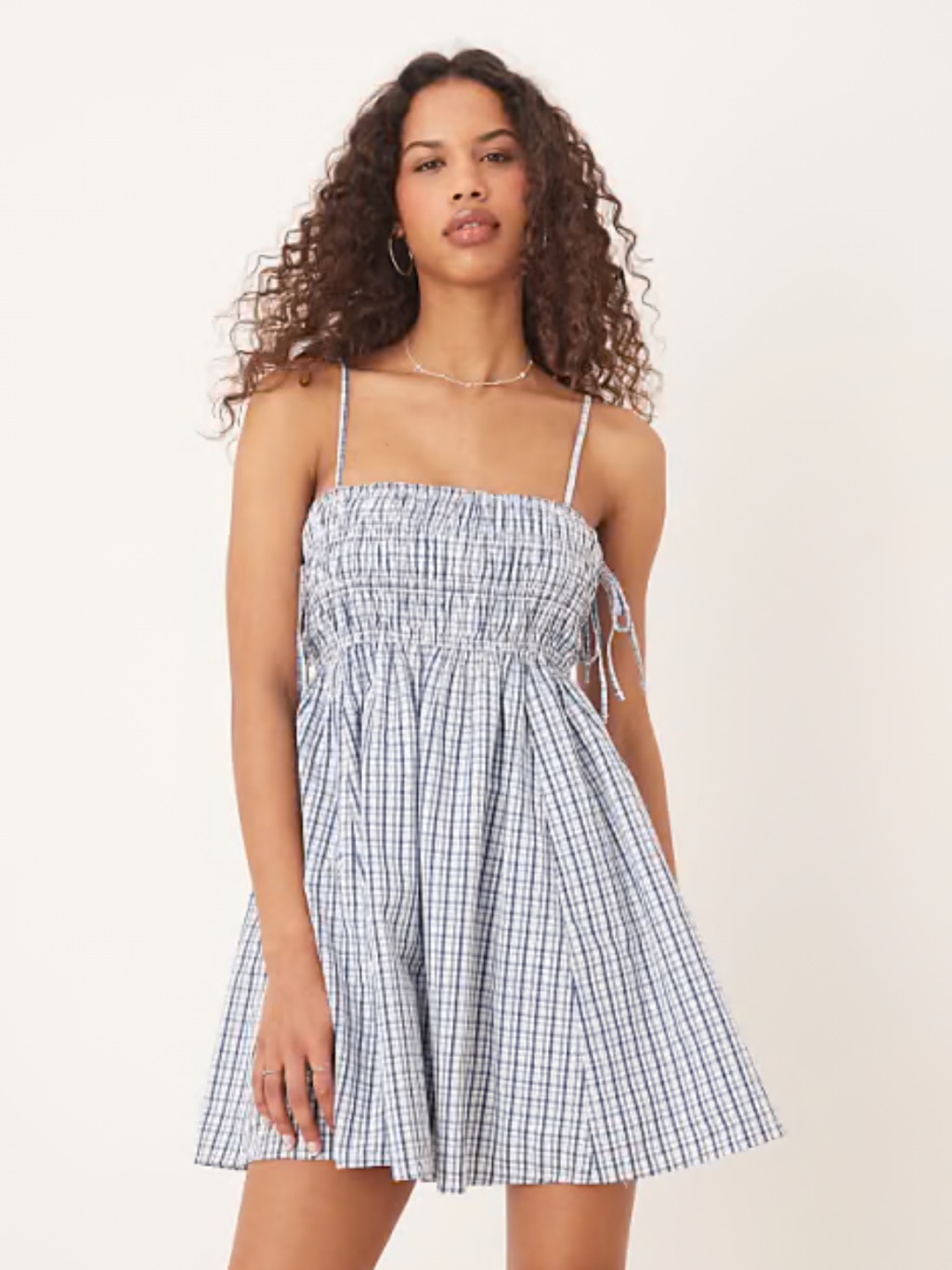 Abercrombie & Fitch Blue Gingham Smocked Mini Dress